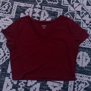 Maroon Red Crop top, v neck